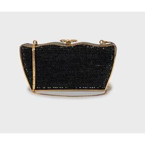 Judith Leiber Black Crystal-Embellished Evening Bag